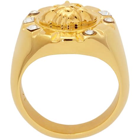 versace gold palazzo crystal medusa round ring|Versace ring size.